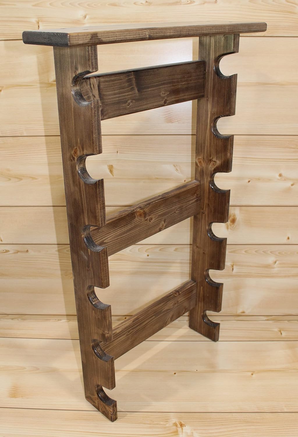 Wooden Rolling Pin Rack with Shelf | Holds 6 Rolling Pins | Rustic Farmhouse Kitchen Wall Organizer | Pine Wood Provincial Stain