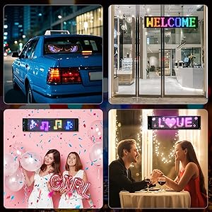Eachbid Programmable Scrolling LED Sign, 23.4"x4.7", USB Flexible Digital Sign, APP Control, Custom DIY Editor Text, Patterns, Animations, for Car, Store, School, Hotel