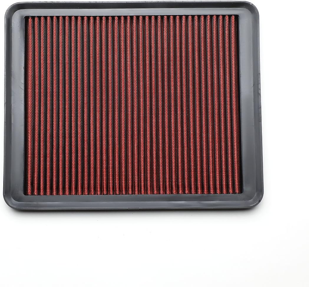 Auto Dynasty High Flow Engine Air Panel Filter Drop-in Reusable & Washable Compatible with Optima/Sorento/Santa Fe/Sonata (Red)