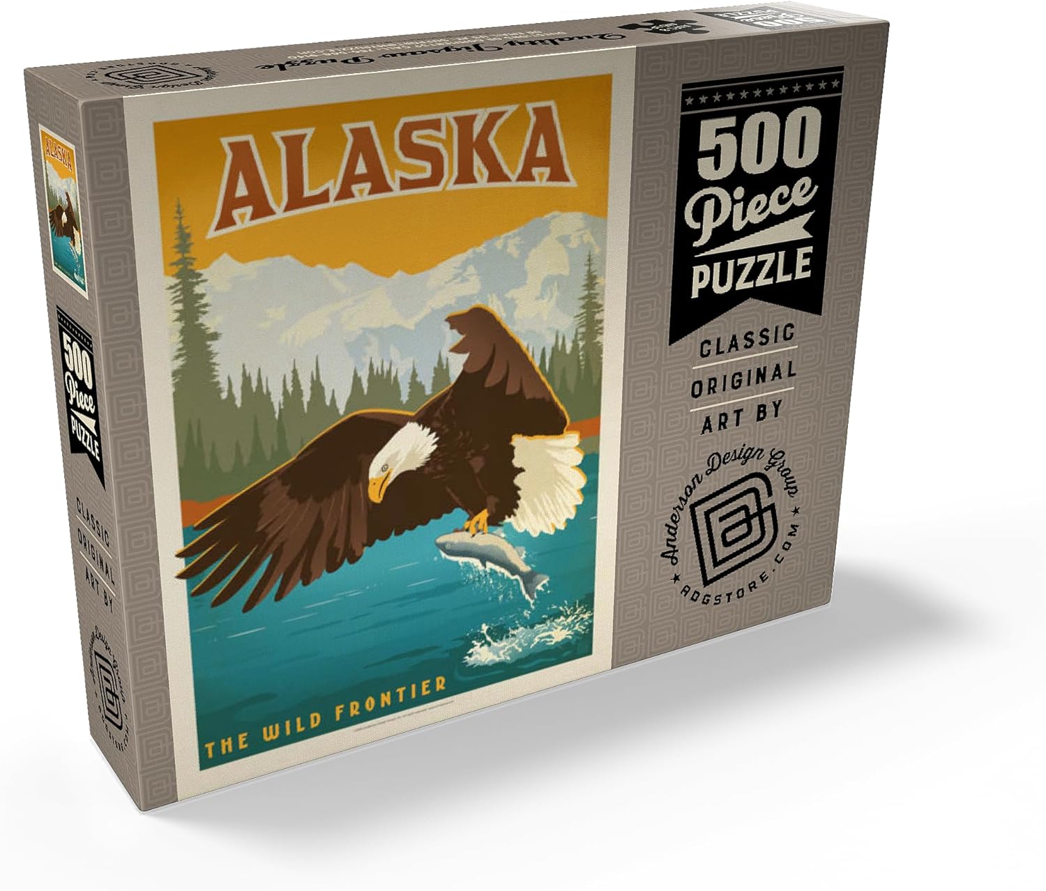 MyPuzzle Alaska: Eagle, Vintage Poster - Premium 500 Piece Jigsaw Puzzle for Adults