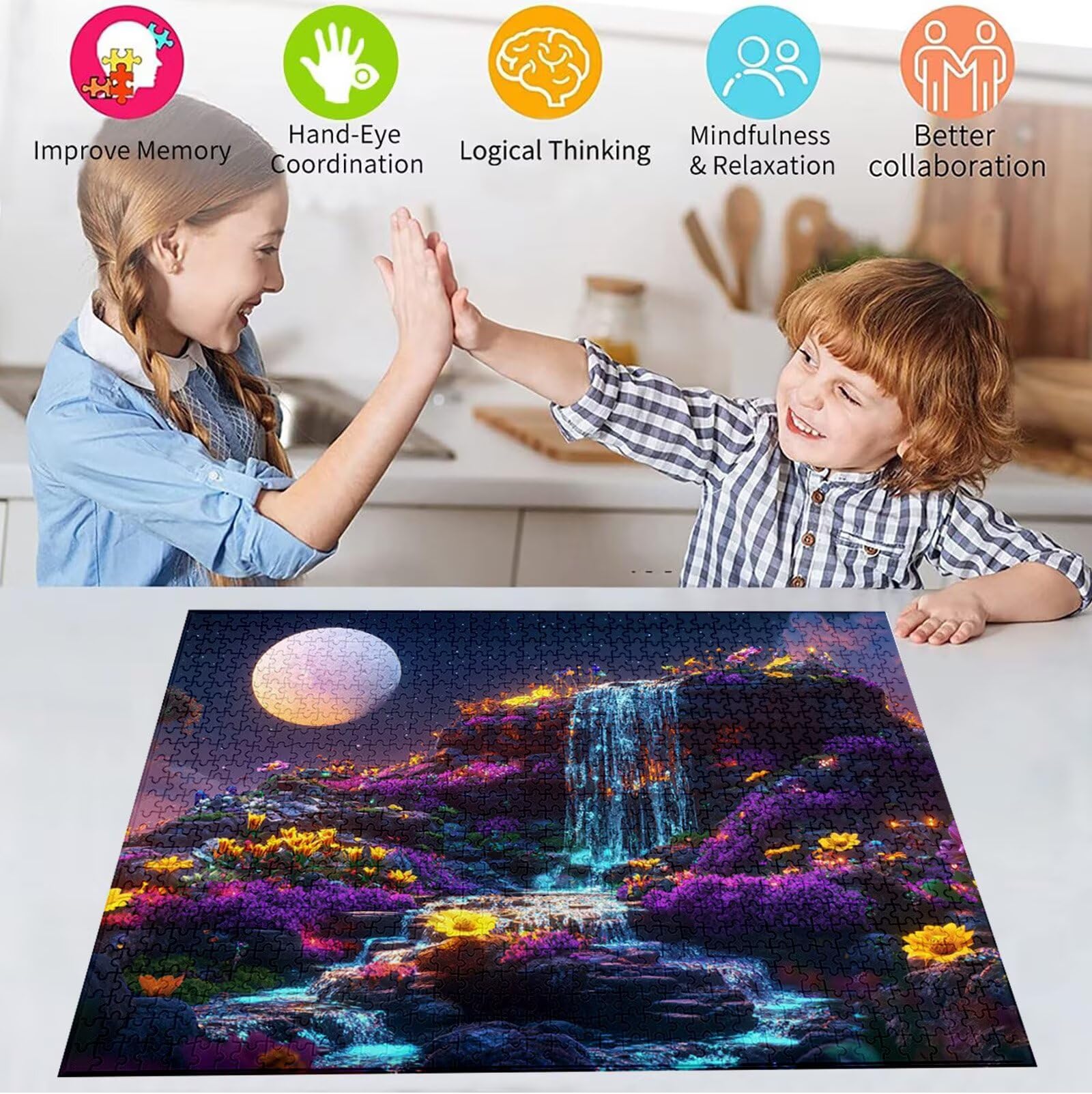 Puzzle 5000 Pezzi, 3 4 5 Anni Puzzle Luna 6 7 8 Anni Giochi Educativi Sostenibili Con Motivi Per Adulti Da Gioco in Legno Di Alta Qualità Jigsaw Paesaggio per Gioco Familiare, 2026 Regalo Natale H-242