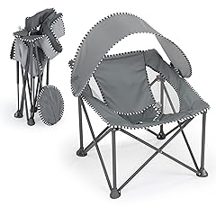 Bright Starts Pop 'N Chill Travel Seat, Indoor/Outdoor Use, Infant Seat with UPF 50+ Canopy, Grey, Ages 0-6 Months