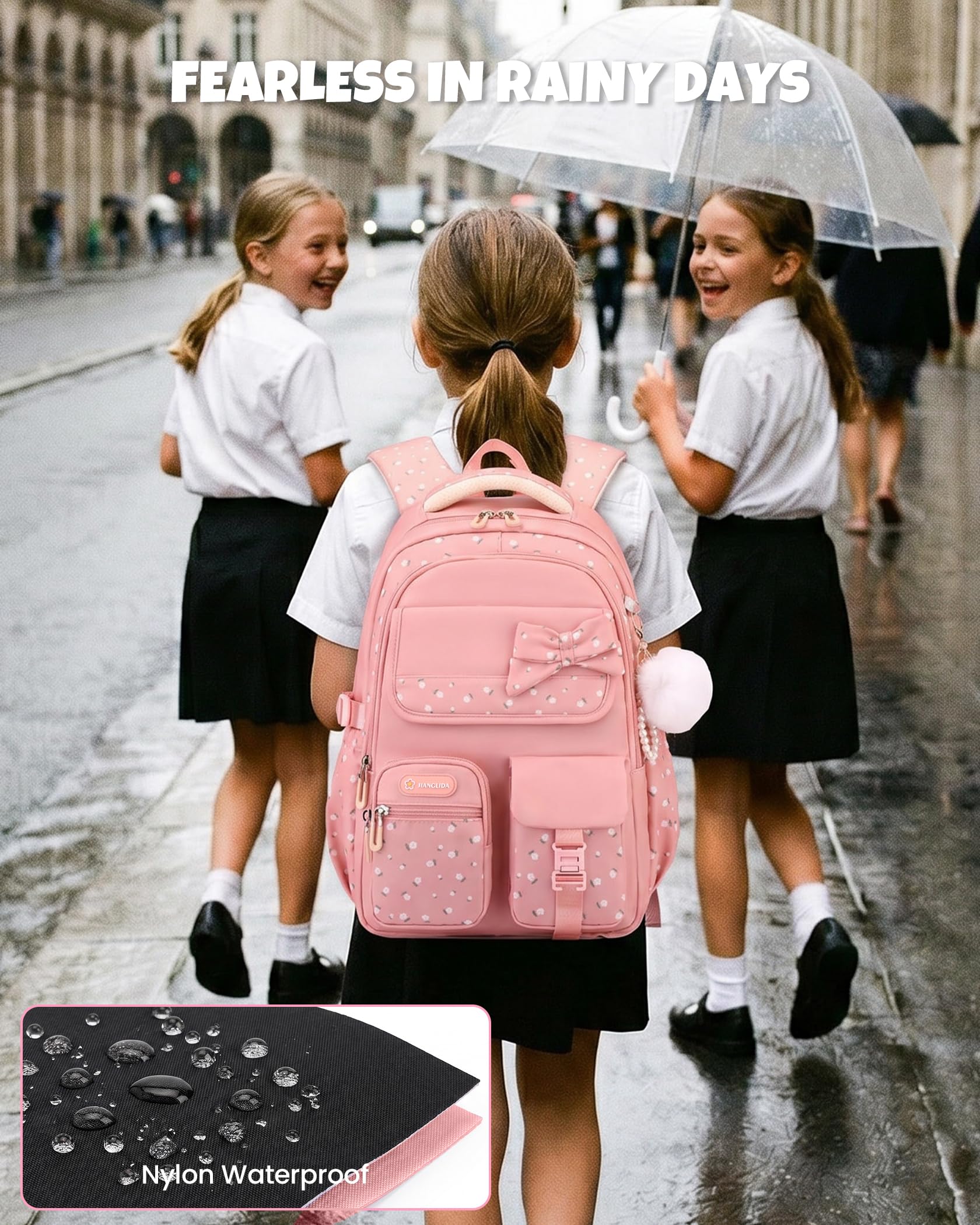Amythe Mochila Escolar Adolescentes Niñas 6 a 15 Años Grande, Rosa