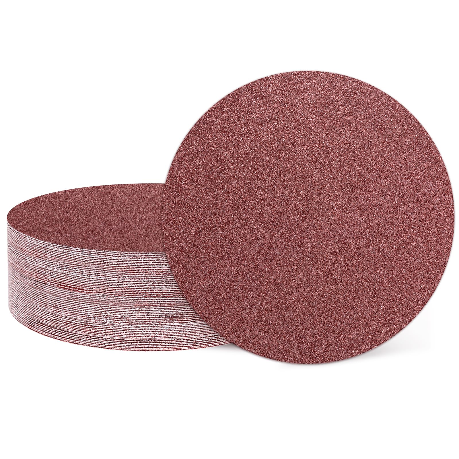 sourcing map 25 Pcs 50mm 2 Inch Sanding Discs, 60 Grit Hook and Loop Sandpaper, No-Hole Aluminum Oxide Orbital Sander Sandpaper for Woodworking Automotive Metal Polishing, Red