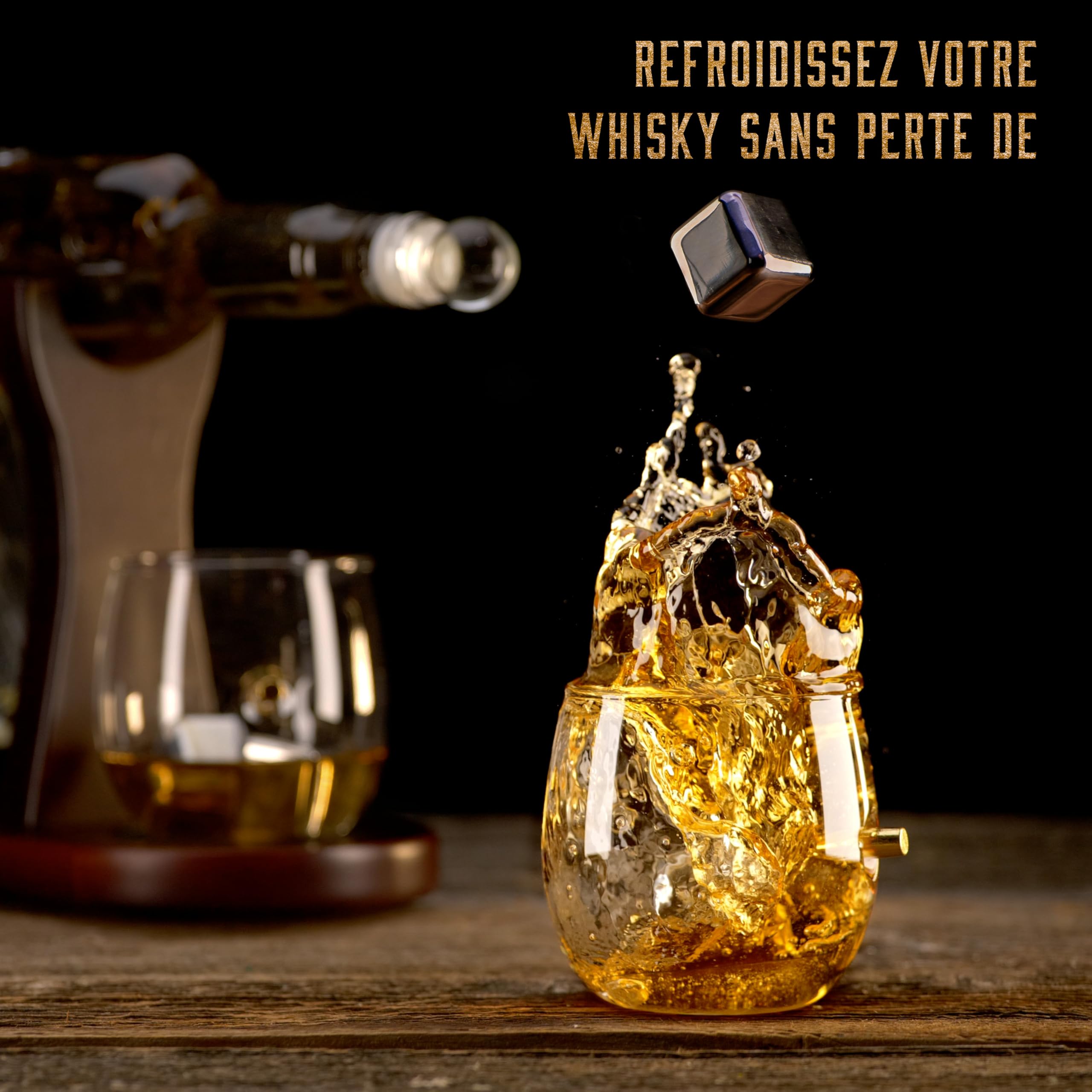 WHISISKEY Carafe Whisky - Carafe à Whisky - 1000ML - Coffret Cadeau Homme - Coffret Whisky Luxueux - Idee Noel - Decanter avec 2 Verre à Whisky, 4 Pierre a Whisky, Whiskey Accessories