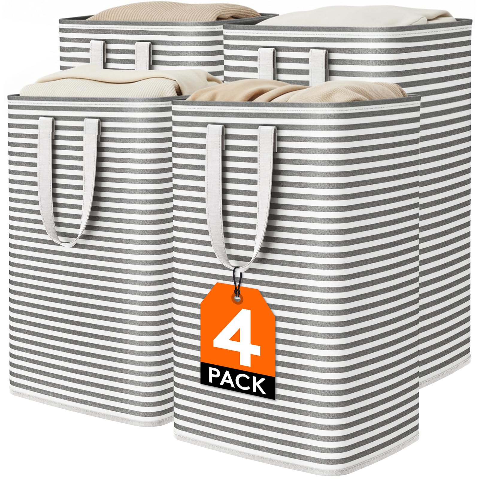 Lifewit 80L Large Laundry Baskets, Laundry Hampers Bags, 4 Pack, Black