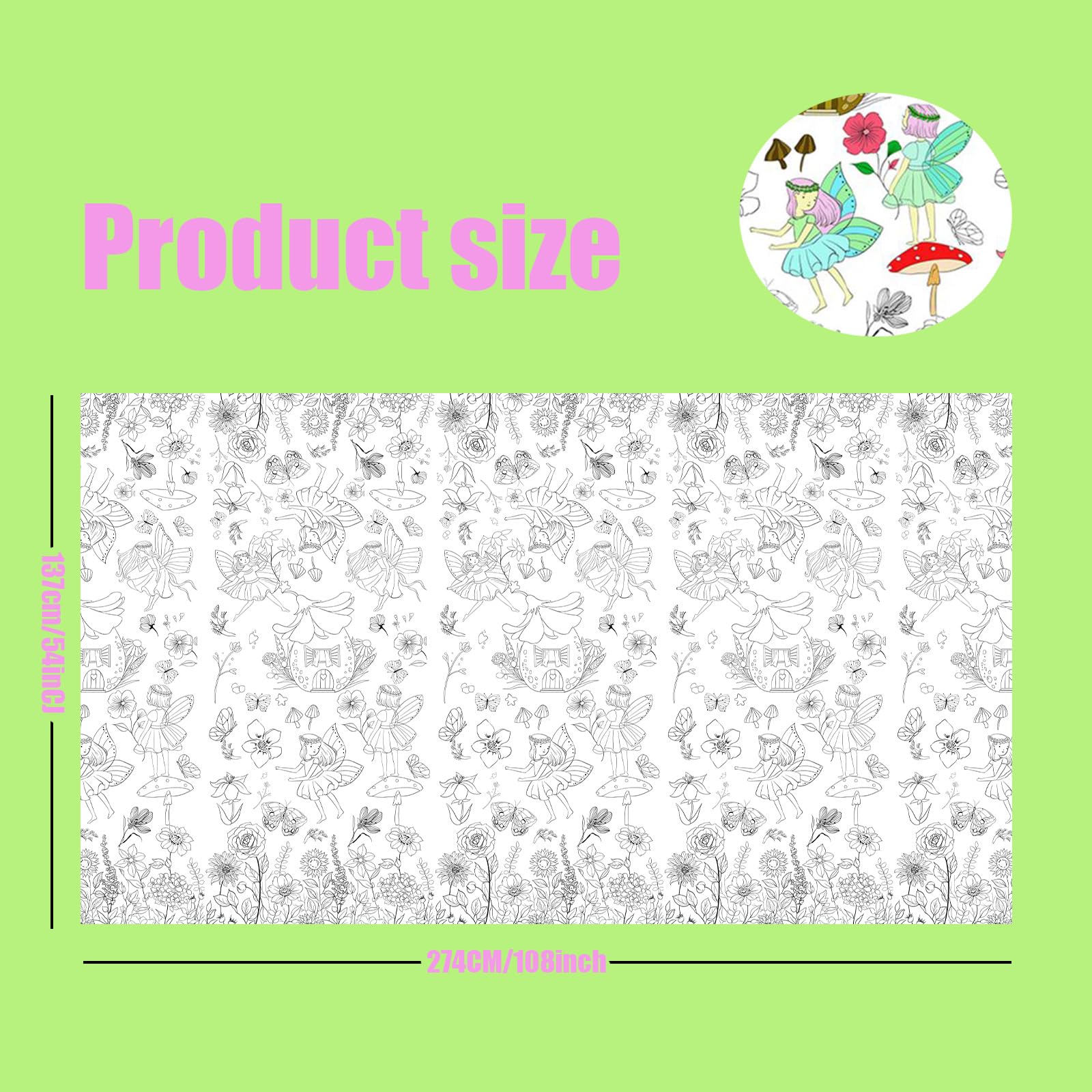137*274cm Giant Colouring Table Cloth,Coloring Tablecloth for Kids,Paper Tablecloths Spring Rectangular Table Cover for Parties,Art Coloring Educational Tablecloth Party Supplies for Boys Girls - Image 2