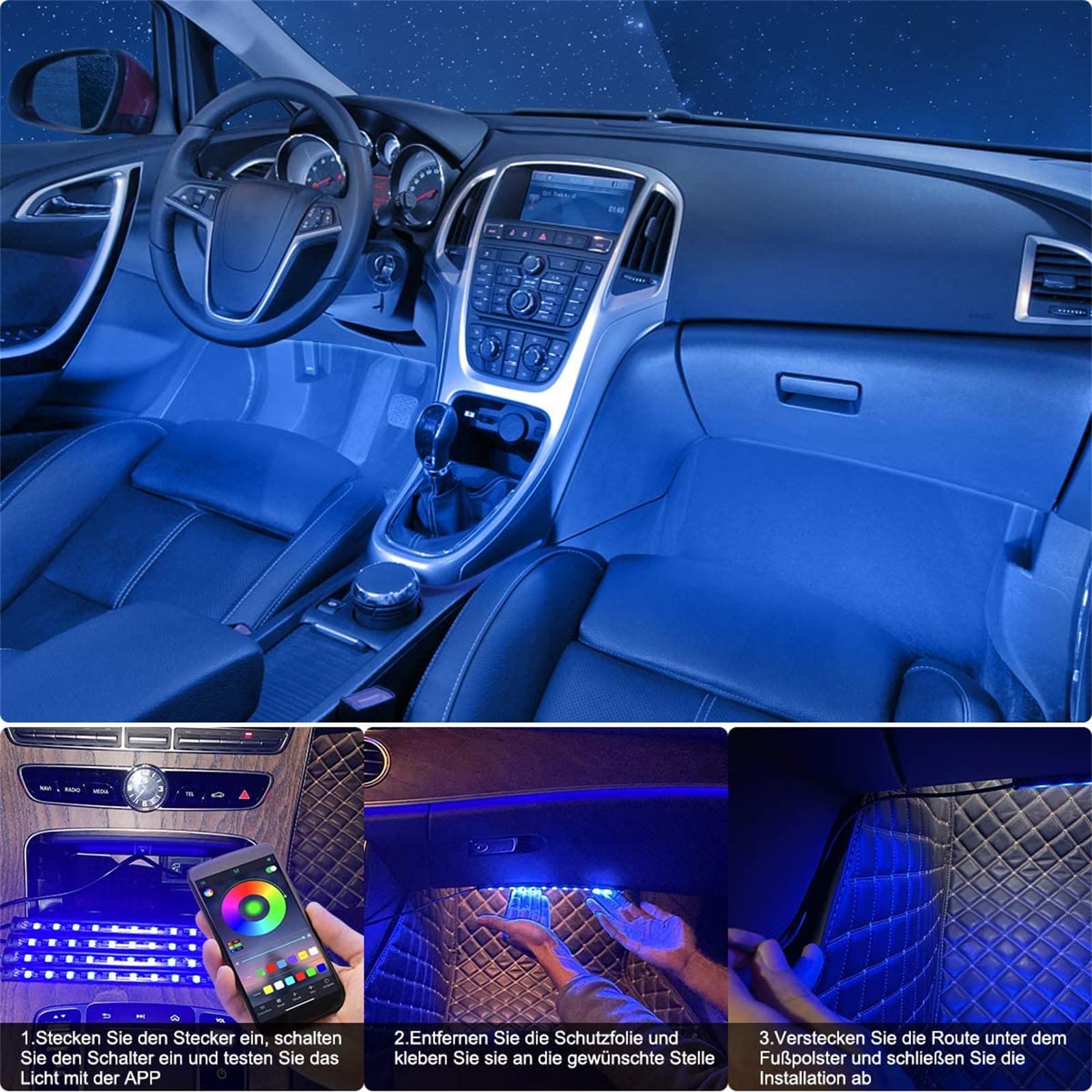 Tira De Luces LED para Interior De Coche, 9 En 1, Luz Ambiental, Atmósfera De Coche, Tira De Luz RGB, Accesorios De Barra LED, Kit De Decoración De Salpicadero De Puerta Interior