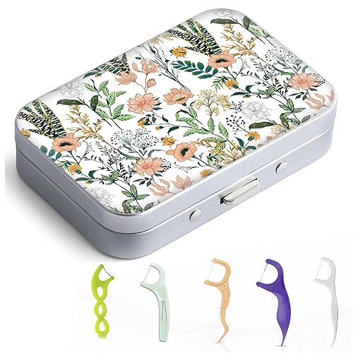 Gerkia Estuche portátil de hilo dental, fácil de almacenar púas de hilo dental de varios tamaños, dispensador de hilo dental portátil es perfecto