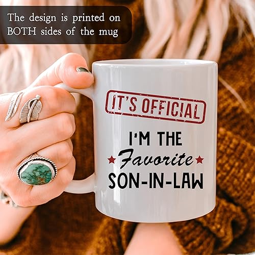 Miniatura 2 de Taza de café con texto en inglés "It's Official I'm The Favorite Son in Law de 11 onzas", regalos divertidos para el yerno de suegra de suegra -