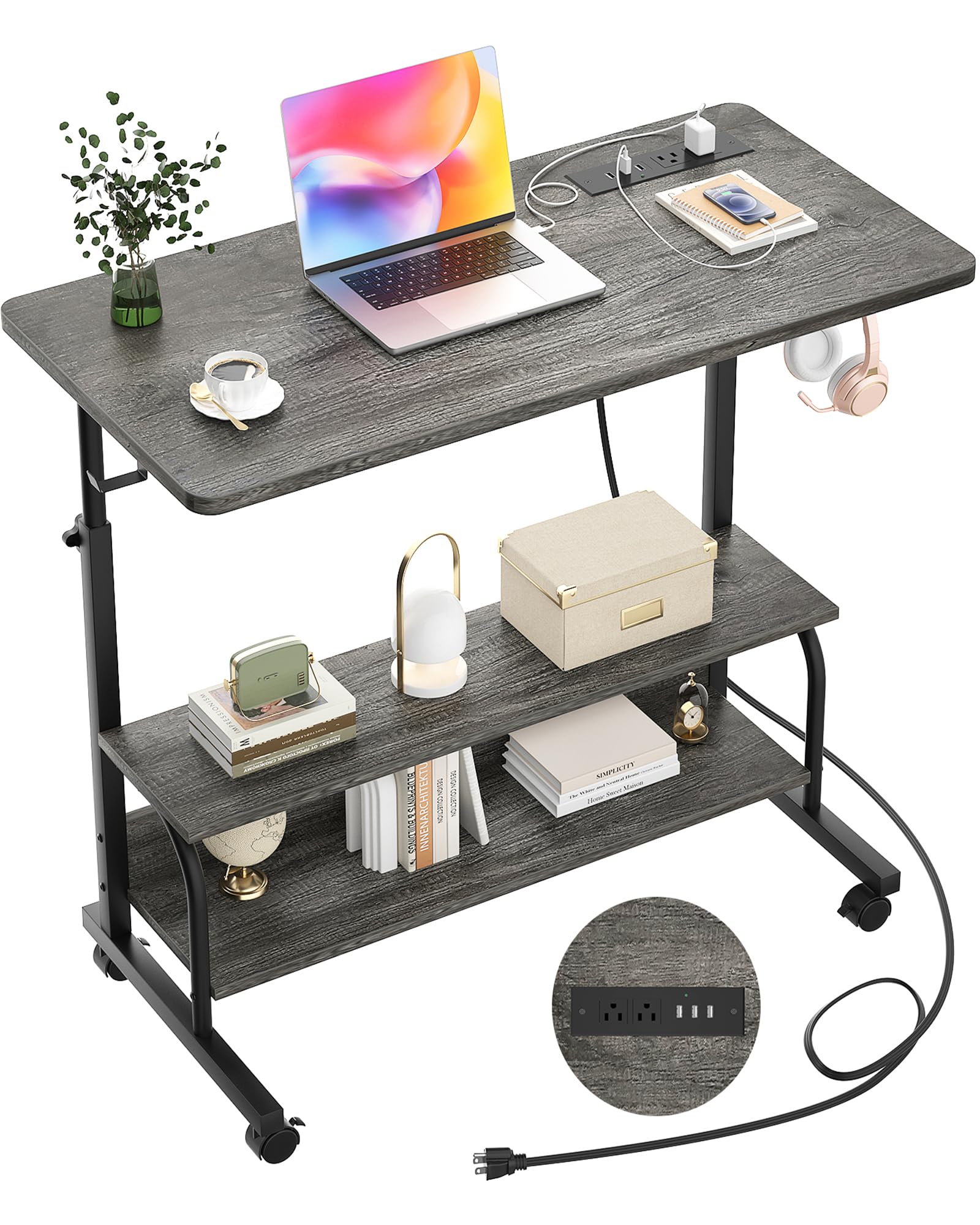 Amazon.co.jp: armocity 32インチ高さ調節可能なデスク グレー