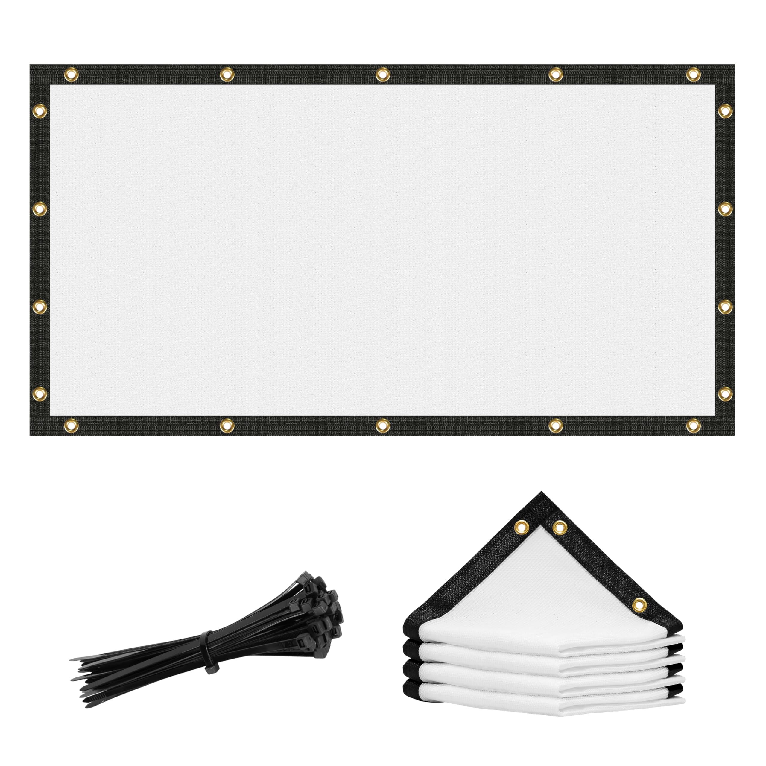 Amgo 7' x 9' White Custom Size Shade Cloth with Grommets - 90% Sunblock, Durable Mesh Fabric Tarp for Dog Kennel Cover, Fence Privacy Screen, Greenhouse, Chicken Coop & Pet Playpen