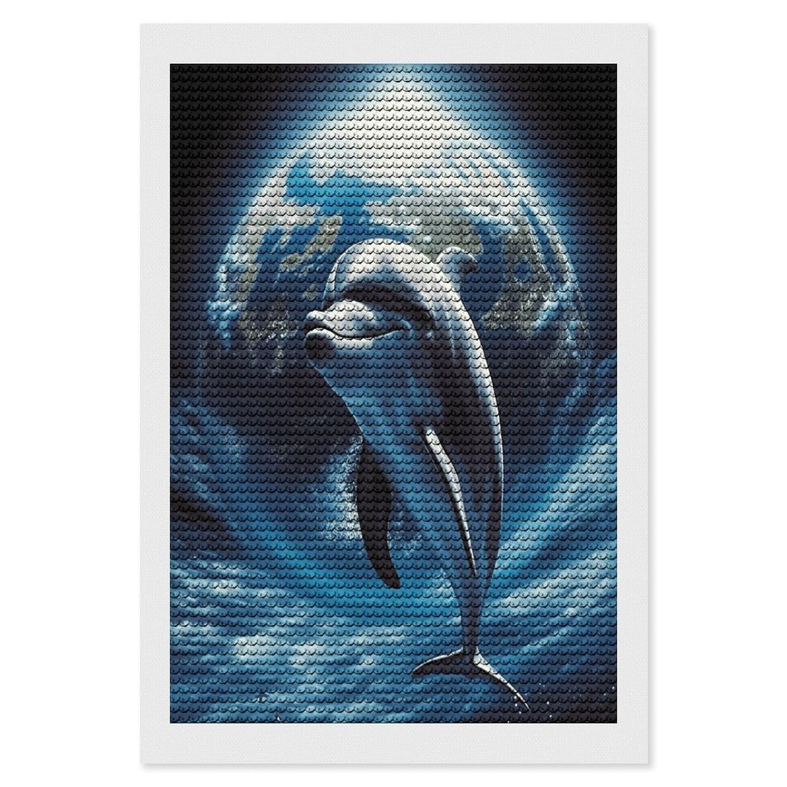 JTREHY Dolphin Earth Diamond Art Kits Personalized DIY Round Diamond Painting Kits for Beginner Full Drill Diamonds Dots Paintings for Adults Gem Art Crafts Home Decor