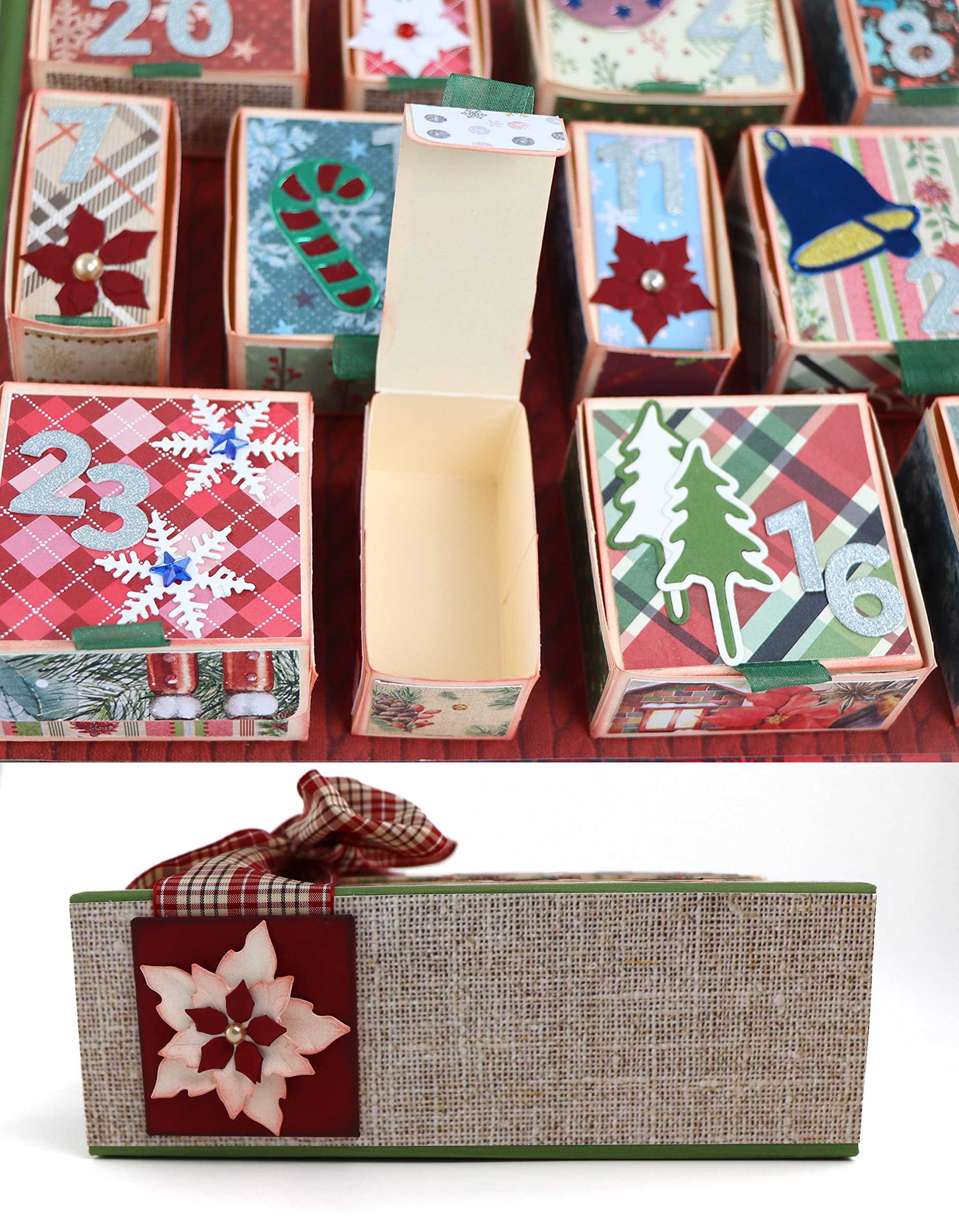 Genérico Kunsthandwerklicher Adventskalender | mit den besten Qualitäten auf Papier und Karton | Lebhafte und Weihnachtsfarben | Weitere Geschenk-Boxen erhältlich