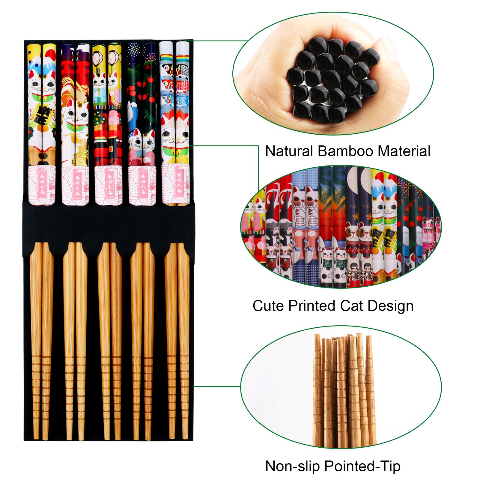 Bacchette Sushi In Lega - 10 Paia Lavabili, Riutilizzabili E Antiscivolo - Nere - Foto 7