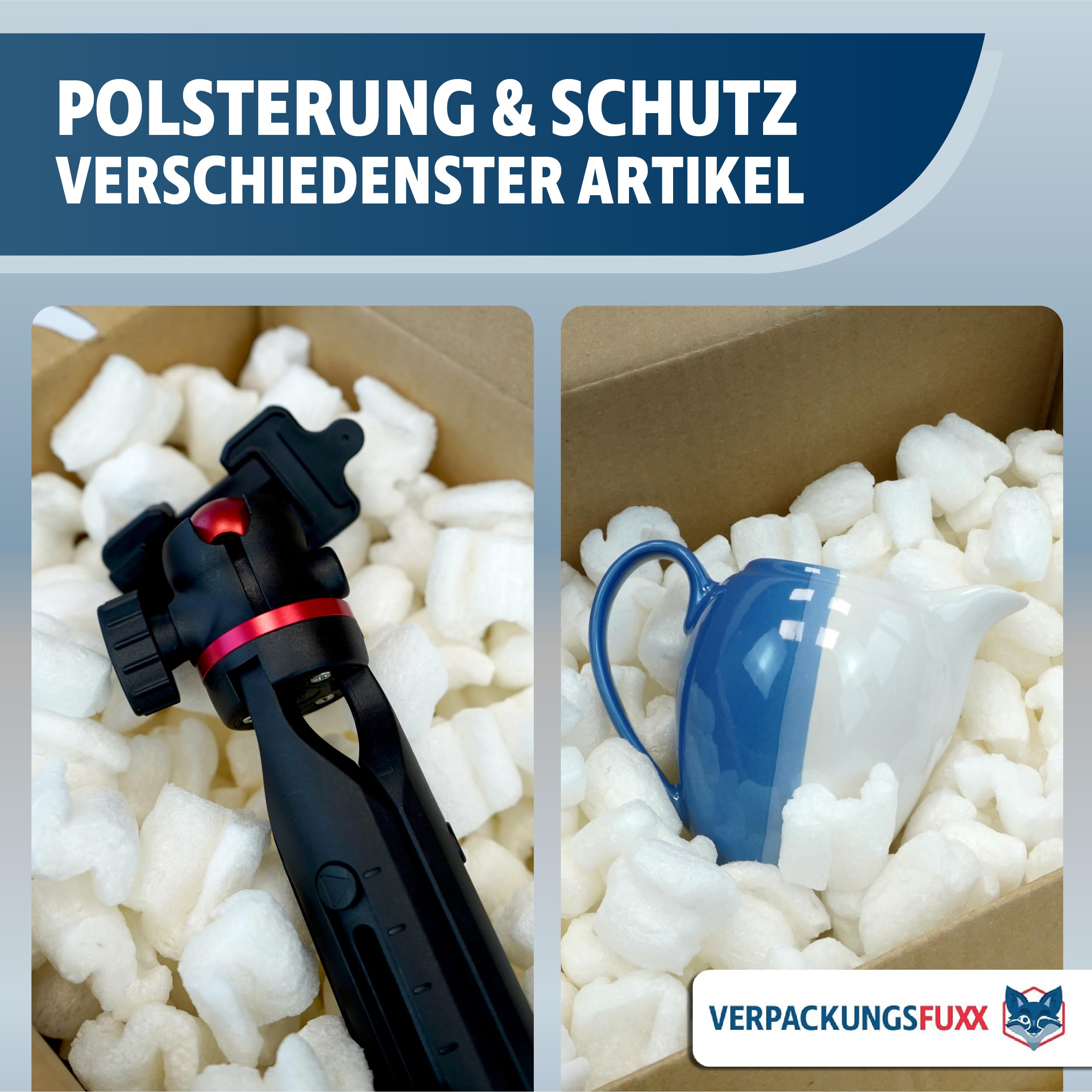 Verpackungschips 50 Liter | BIO Füllmaterial aus Pflanzenstärke | Polsterchips 100% biologisch abbaubar | wasserlösliche Füllchips