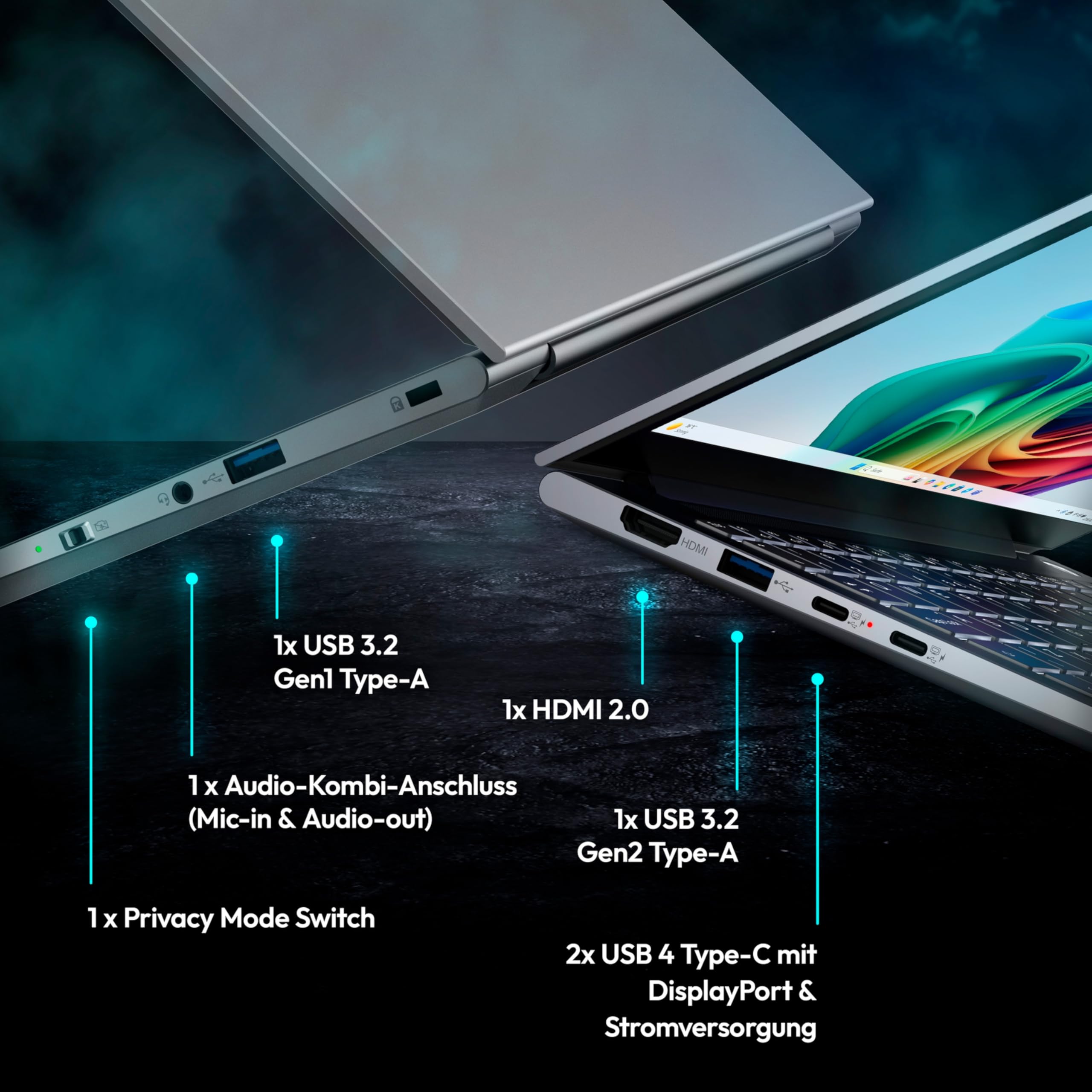 MEDION SPRCHRGD 14 S2 35,56 cm (14" Zoll 120Hz 2.8K WQXGA+) Laptop (Copilot+ PC, Core Ultra 5 228V, 32GB DDR5 RAM, 512GB SSD, Windows 11 Home)