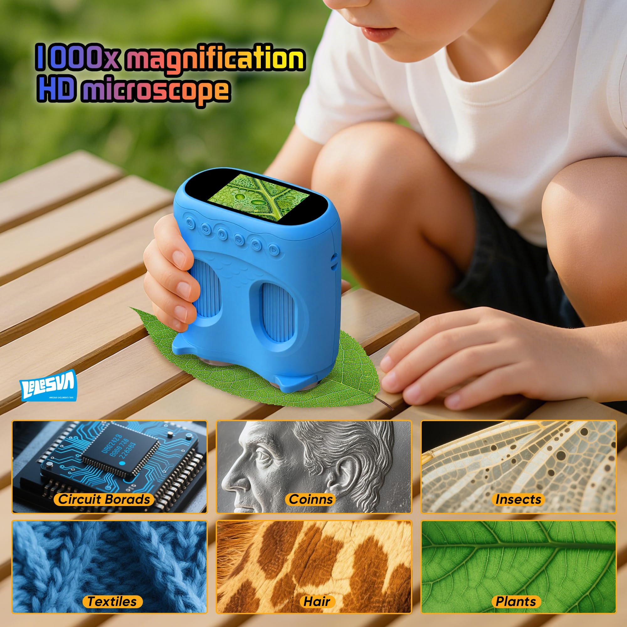 2-in-1-Mikroskop und Teleskop, tragbares Mini-Taschen-Mikroskop, 1000 x Handmikroskop, 1000 m, 10-faches Teleskop für Kinder, Kinder-Teleskope mit 1920p, tolles STEM-Aktivitäts-Wissenschaftsspielzeug