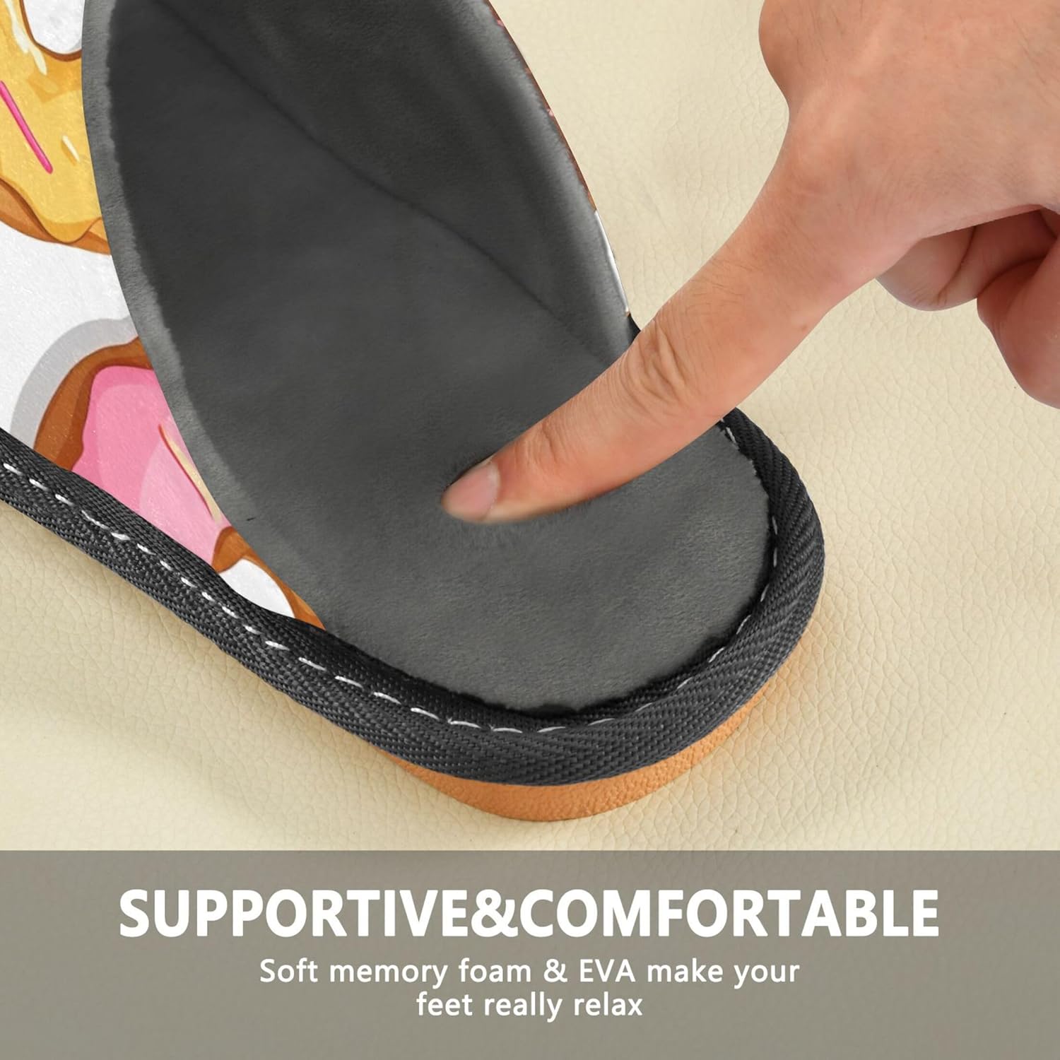 Donut Cake House Slippers – Cozy Fuzzy Slippers for Guests, Washable & Disposable, Perfect for Shoeless Home, Spa & Hotel Use A111568