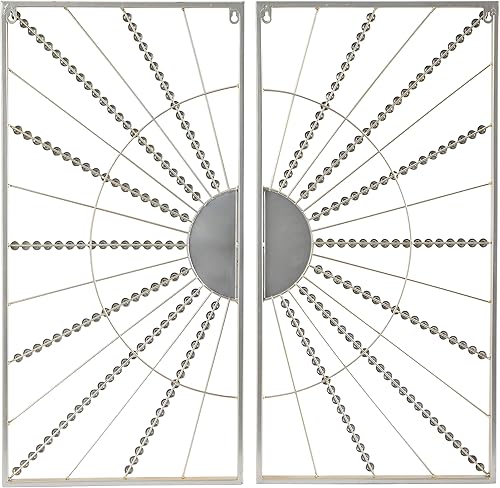 Miniatura 3 de CosmoLiving by Cosmopolitan Espejo geométrico de metal de media luna para decoración de pared con marco dorado, juego de 2 de 16 pulgadas de ancho,