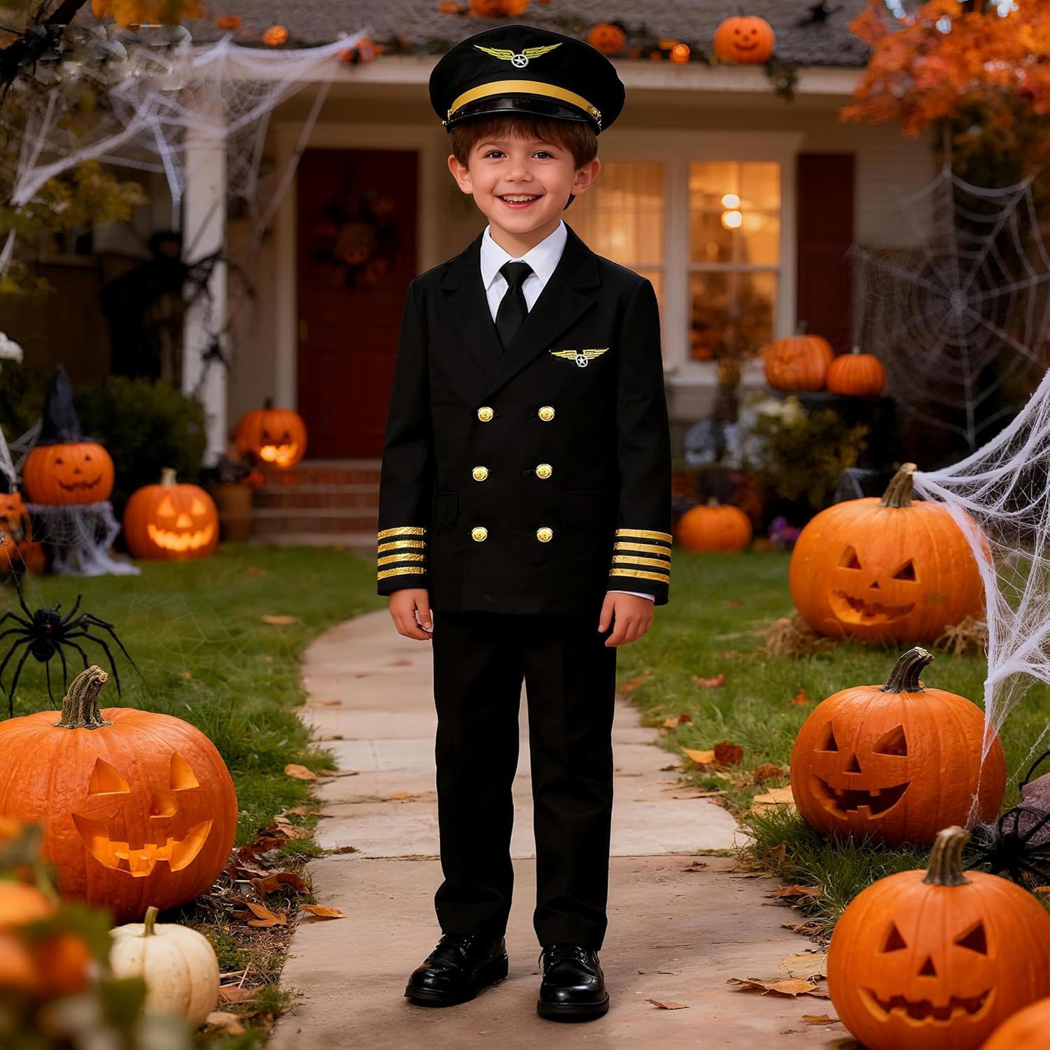 Career Day Costume for Kids Pilot Costume for Boys Airline Captain Pilot Uniform for Halloween Birthday Party Gifts - Image 5