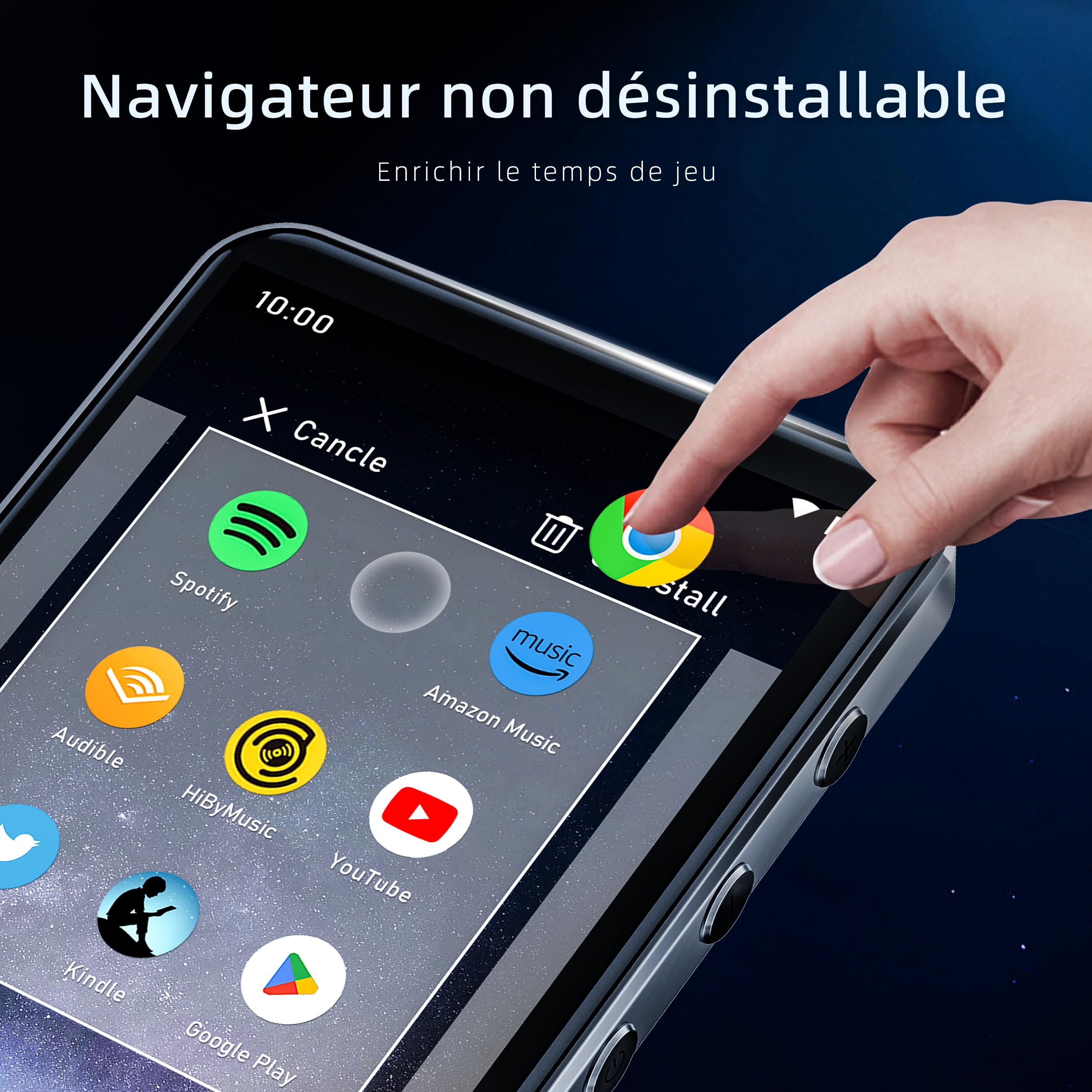 HIFI WALKER G7 Baladeur MP3/MP4 Android 13 avec Bluetooth et WiFi, 144 Go de Stockage, écran Tactile HD 4", Haut-Parleur, BL