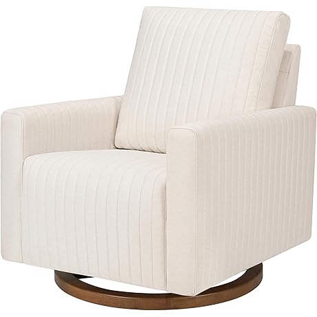 Babyletto Poe Channeled Swivel Glider in Cream