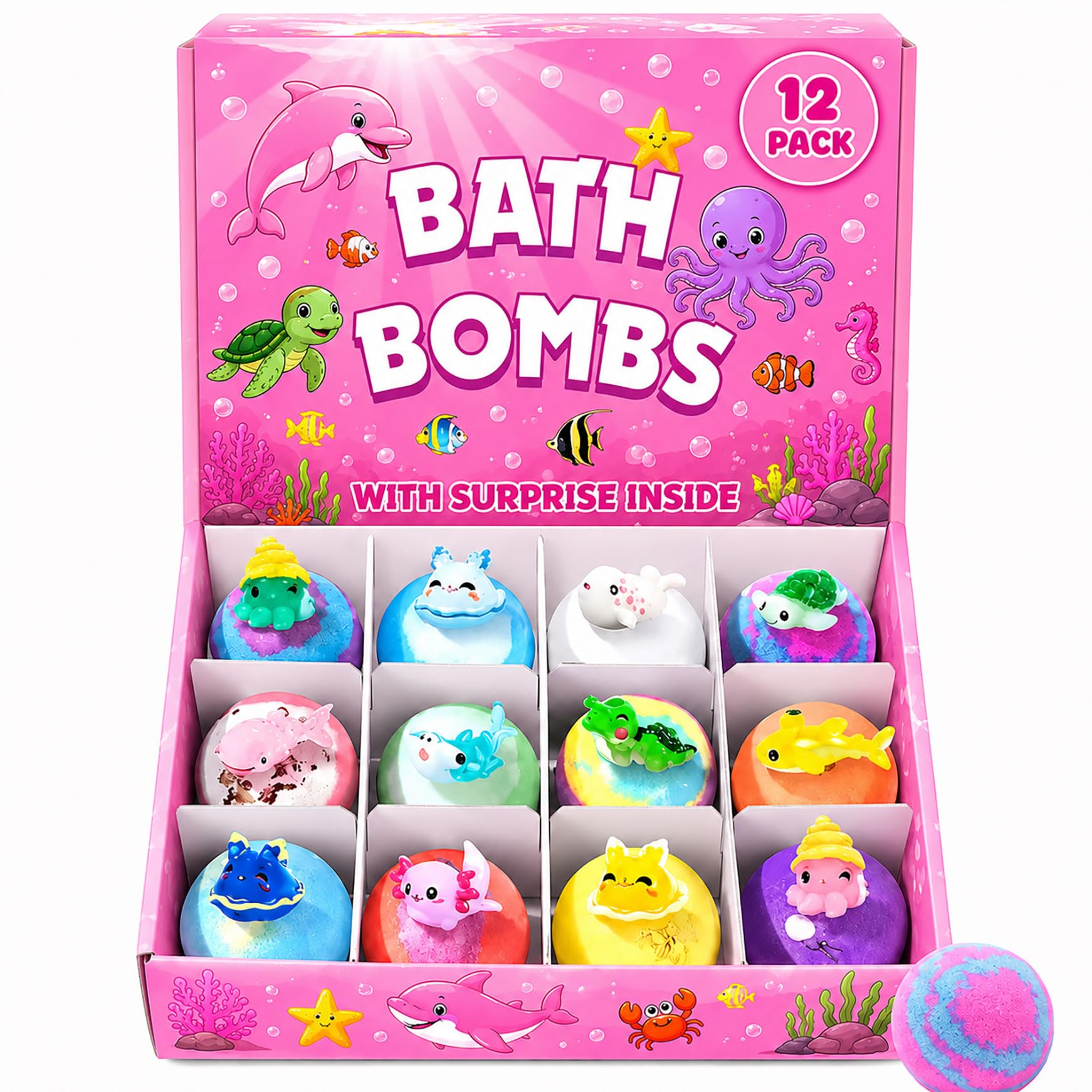 Seychelles Bubble Bath Bombs with Surprise toy Inside,100 gm each (Pack of 6) SLS Free, Gives Rich Foam & Bubbles, Free from Heavy Residues-image-7