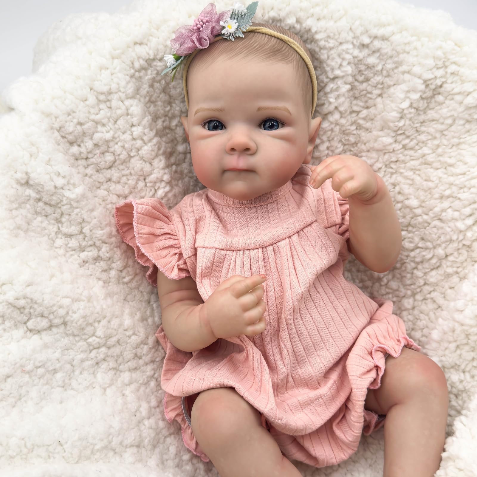MineeQu 19 cali Realistyczna Lalka Reborn, Wyglądająca Prawdziwie, Pełne Ciała z Winylu, Ręcznie Pomalowane Włosy, Żywotna Noworodek