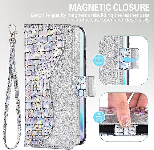 Miniatura 26 de Asuwish Funda para teléfono OnePlus 8 OnePlus8 5G UW Tmobile Wallet Cover con protector de pantalla y tarjetero abatible Bling Glitter Cell One