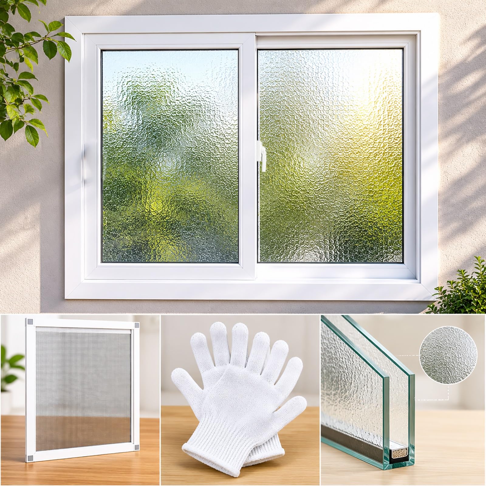 Lygxkrvu White Vinyl Horizontal Sliding Window, Double Pane Frosted Glass Window With Removable Screen For Basement Bathroom Shed Chicken Coop(H*W23*32In)