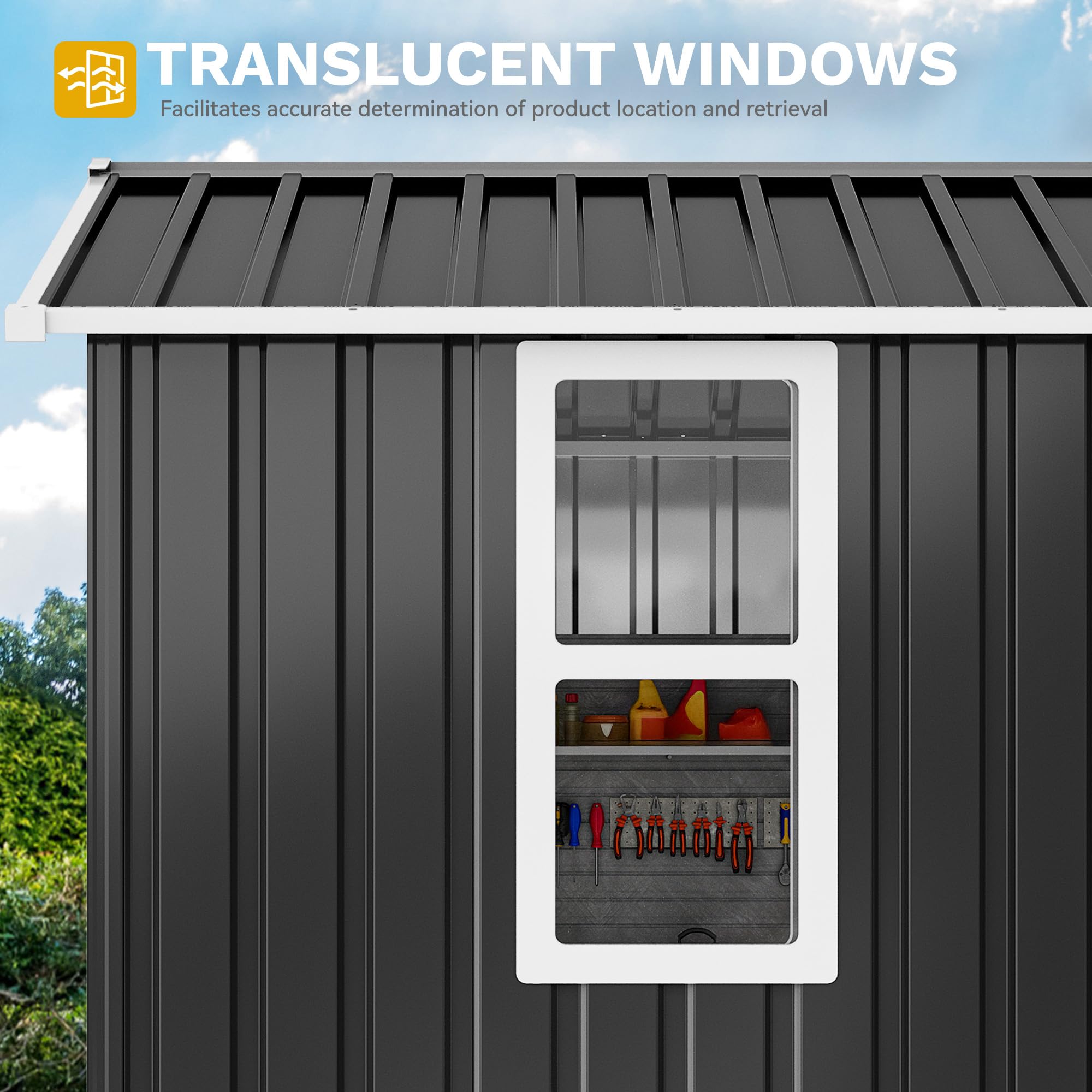 YITAHOME Metall Gerätehaus 171x118cm Gartenhaus Fahrradgarage,Dunkelgrau | Geräteschuppen mit Fenster|Gartenschuppen&Rasenmäher Unterstellplatz&Fahrrad Schuppen |Wetterfest Abschließbar|Aufbewahrung