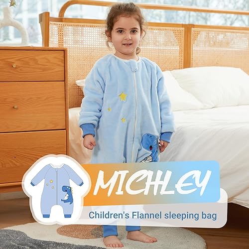 Miniatura 9 de MICHLEY Saco de dormir unisex de franela para bebé, pijama de manga larga, con cremallera, saco de dormir para otoño e invierno para niños y niñas