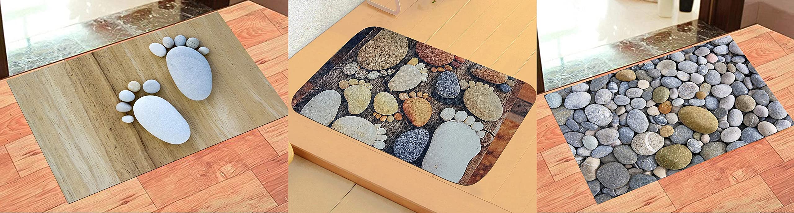 Status Luxury Non-Woven Digital 3D Printed Floor Table Mats Doormats for Home Kitchen (Pack of 3)