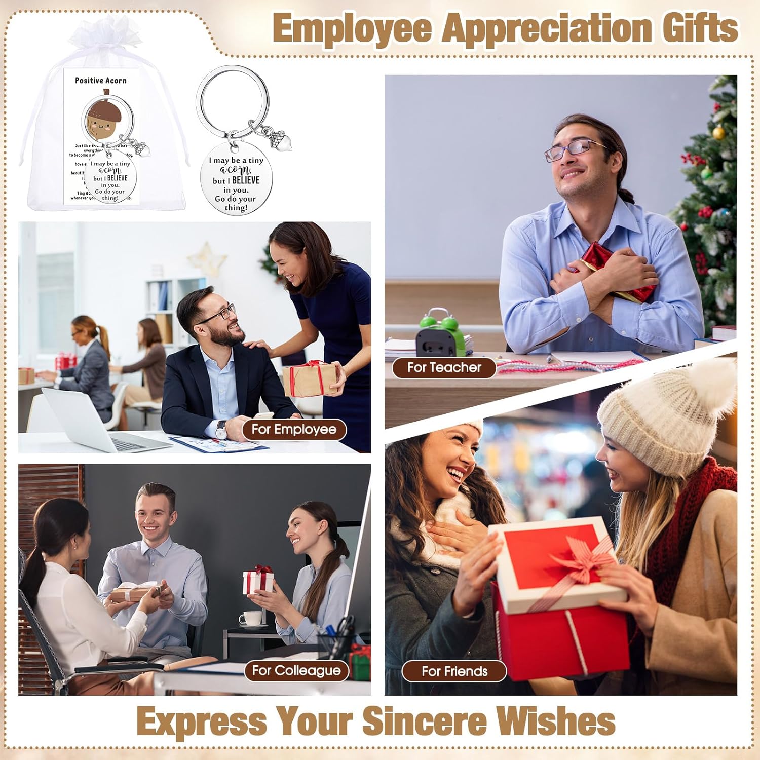 Positive Thank You Keychain Gifts Bulk Employee Coworker Appreciation Gift for Office Team Teacher - Image 6