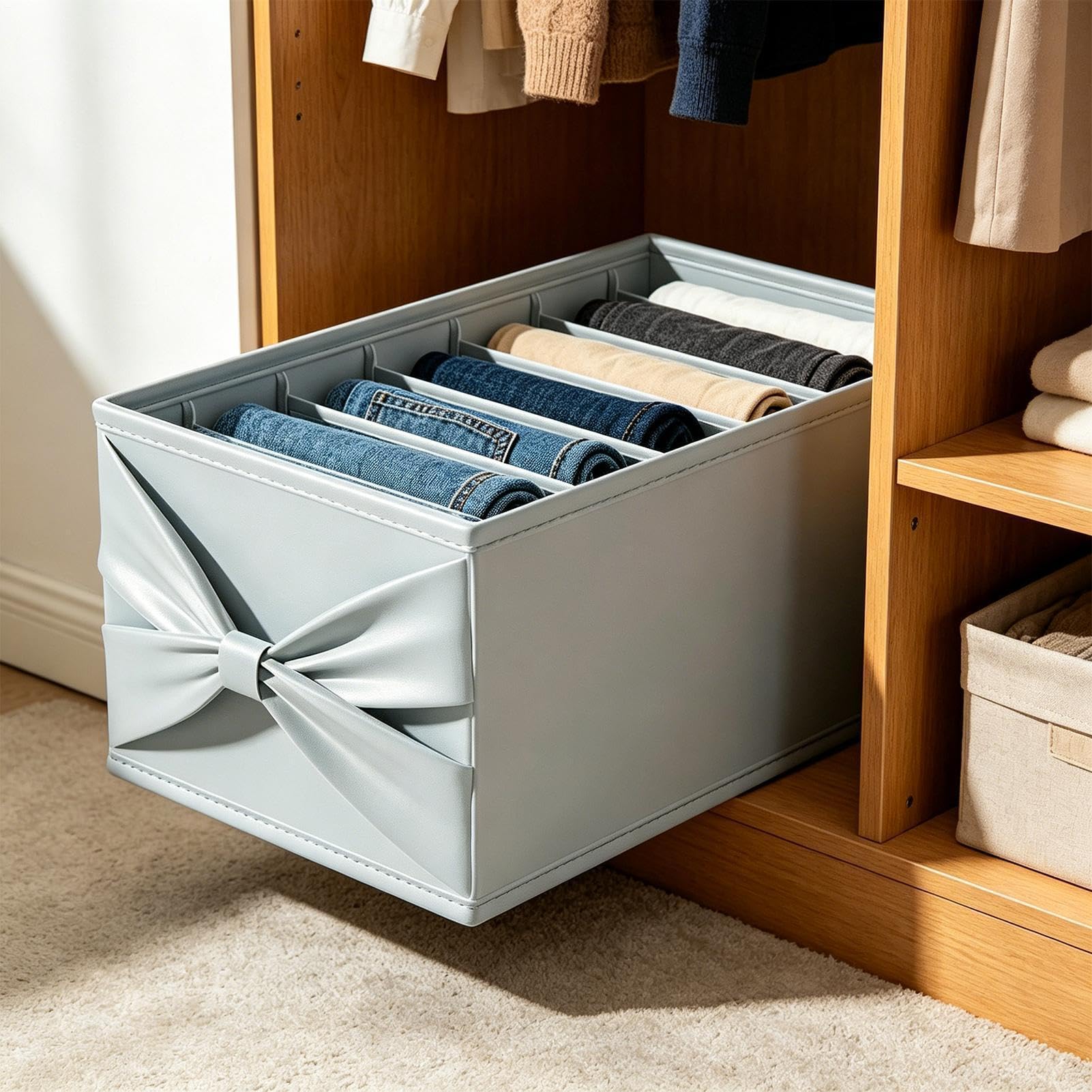 Contenedor De Ropa Para Armario Organizador Separador Camisas Ropero | De Almacenamiento De Ropa Para Jeans, Suéteres y Pantalones en Hogar, Apartamento, Casa de Campo y Dormitorio