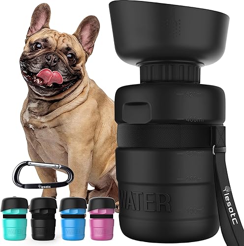 Miniatura 12 de lesotc Botella de agua para perros, dispensador de agua portátil con cuenco, botella de viaje a prueba de fugas para mascotas, accesorios esenciales