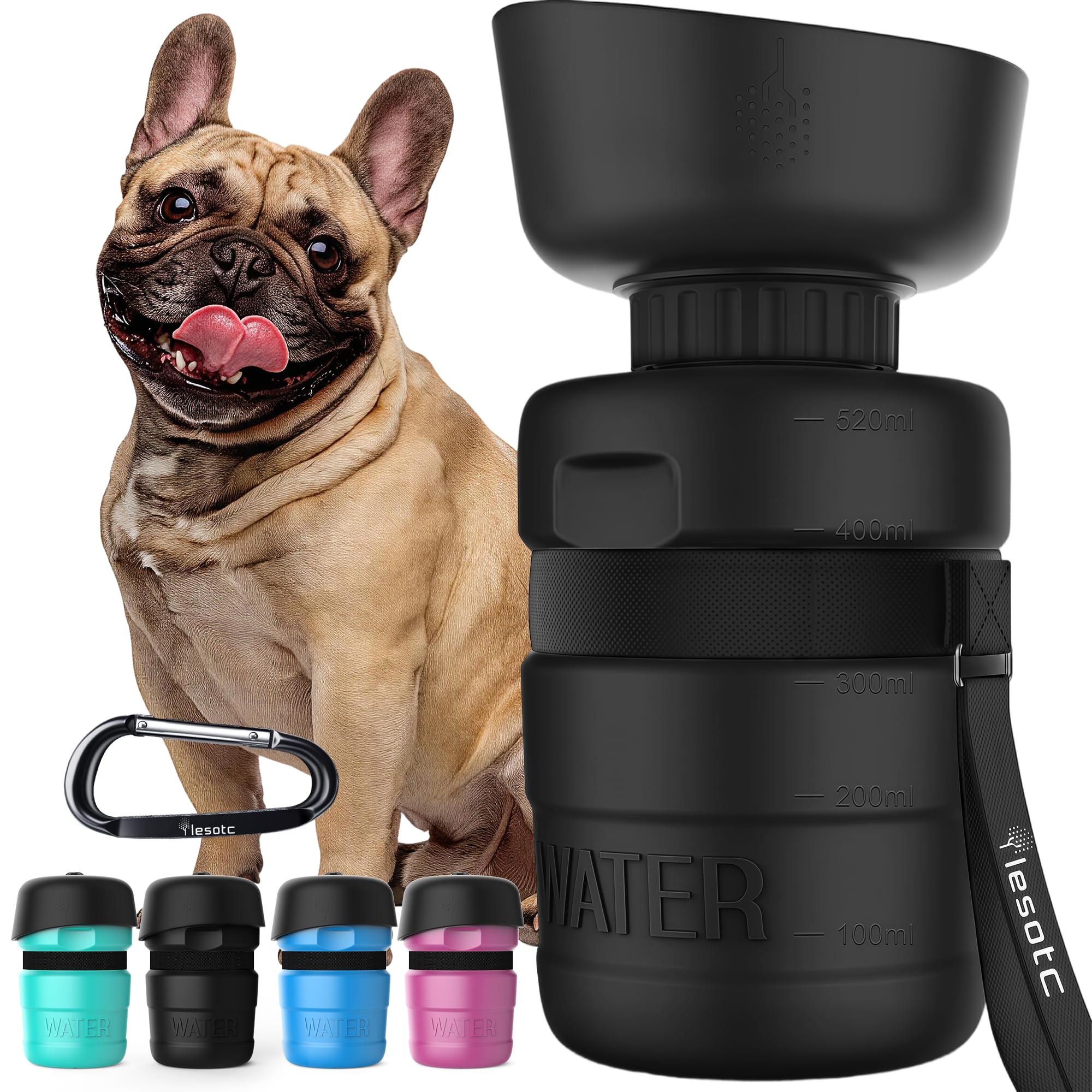 lesotc Dog Water Bottle, Portable Dog Water Dispenser, Leak Proof Dog Travel Water Bottle, Squeeze Pet Water Bottle for Walking On The Go, Dog Hiking Accessories for Outdoor, Hiking, Travel