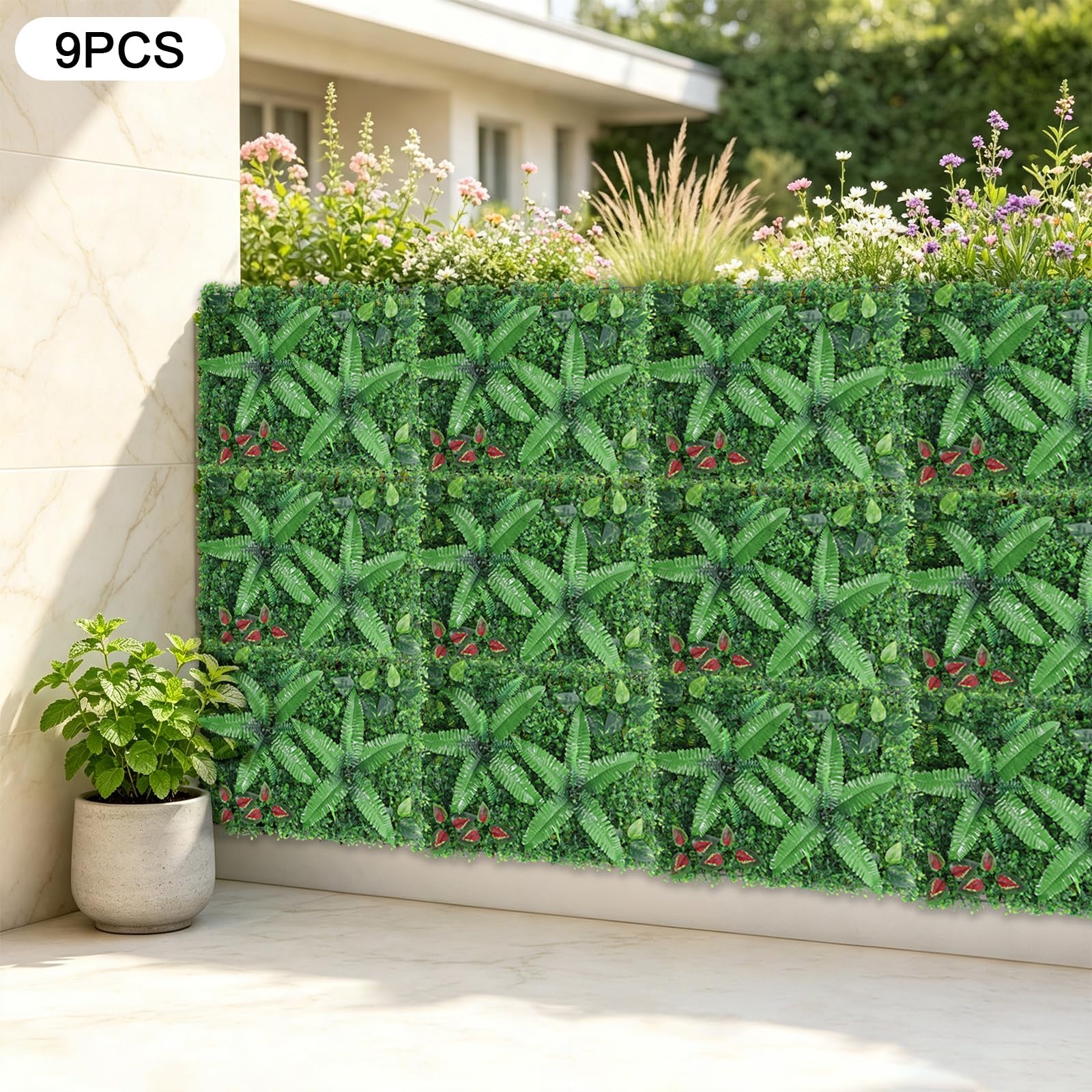 9 unidades de plantas artísticas para césped, decoración de pared, pared de