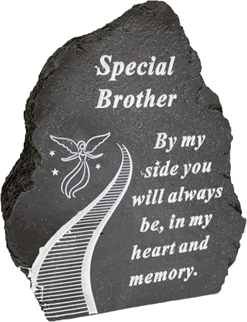 Black And White Stairway To Heaven Special Brother Tribute Detail Rock Memorial Grave Plaque