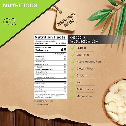 Vista 63 de Almendras enteras crudas sin sal de primera calidad (32 onzas - 2 libras) Kosher Natural Sin gluten Veganas Sin OMG Almendras 100%