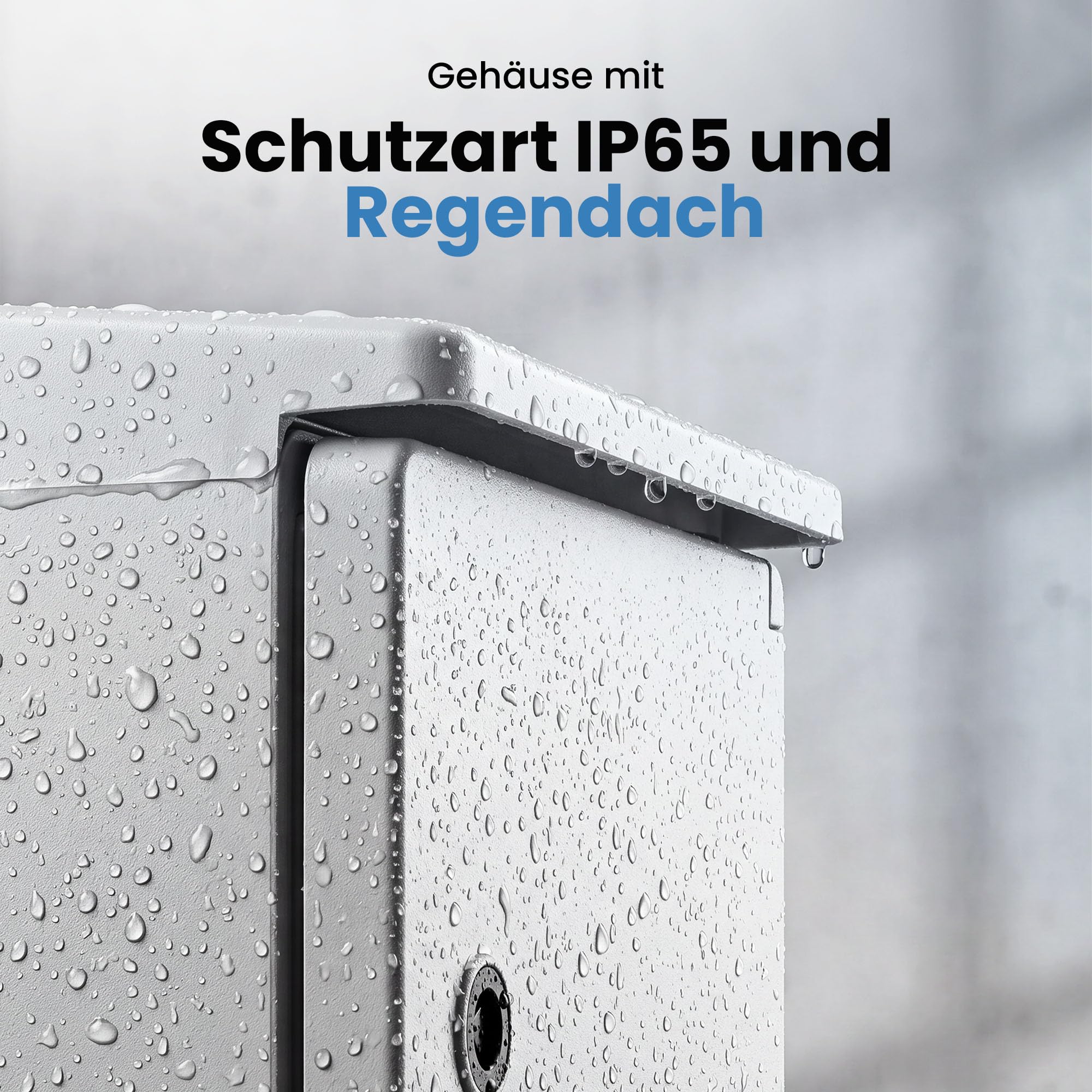 BOXEXPERT Verteilerkasten außen IP65 mit Regendach ABS Kunststoff 400x300x165mm Serie Fleet Roof wasserdicht Schaltschrank Stromkasten Schaltkasten Industriegehäuse grau