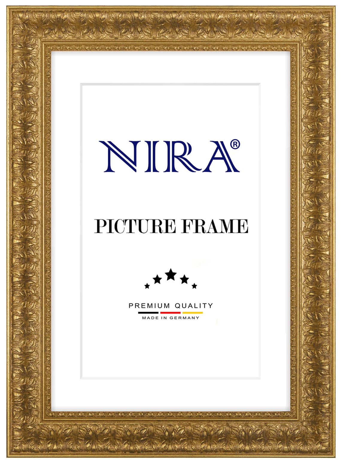 NiRa Marco de fotos de madera maciza barroca 40 x 61 cm en oro viejo | Tamaño seleccionable | Marco para carteles | Rompecabezas | collage de fotos HD094