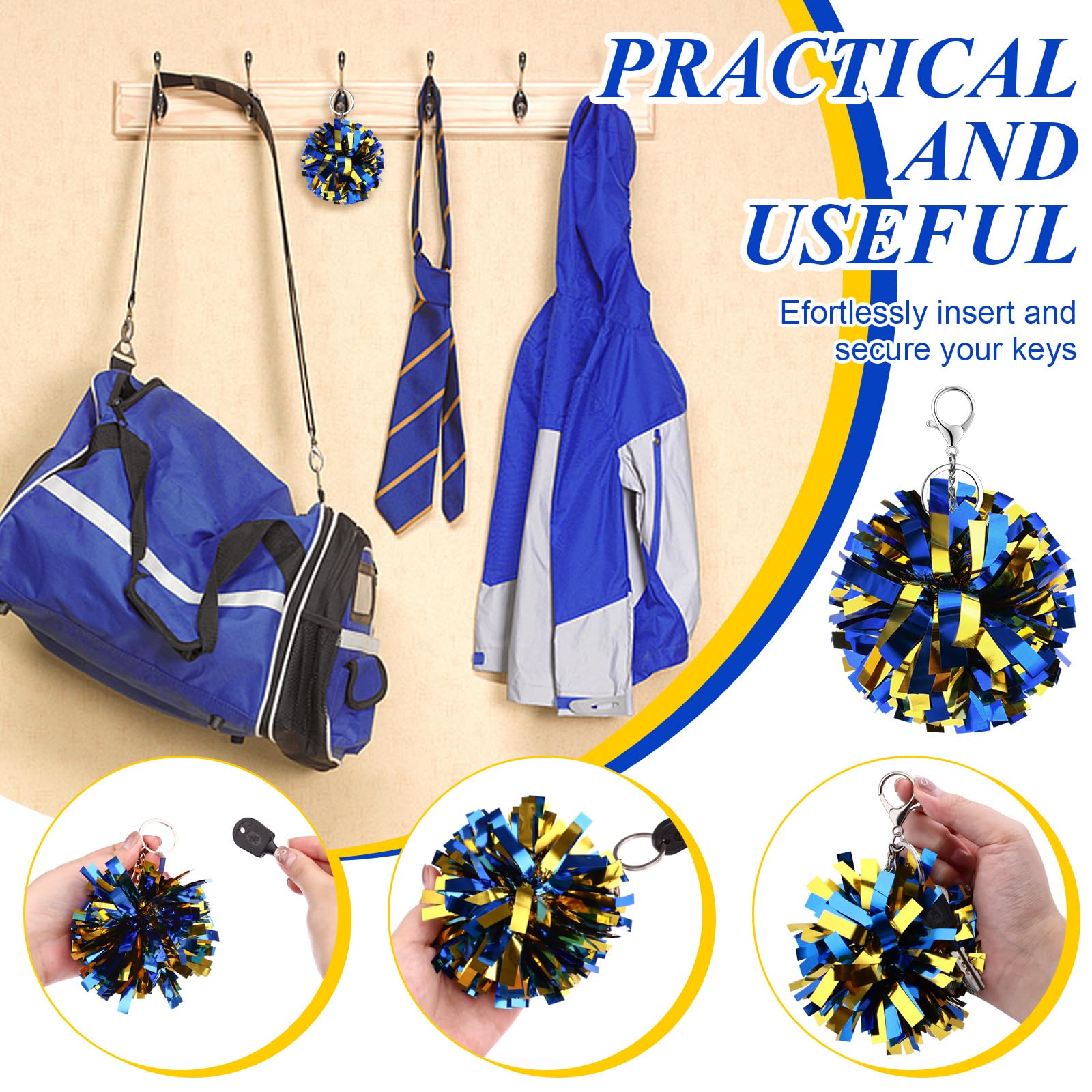 Cheer Pom Pom Schlüsselanhänger, Cheerleader-Geschenk, Kunststoff, Geschenk, 24 Stück