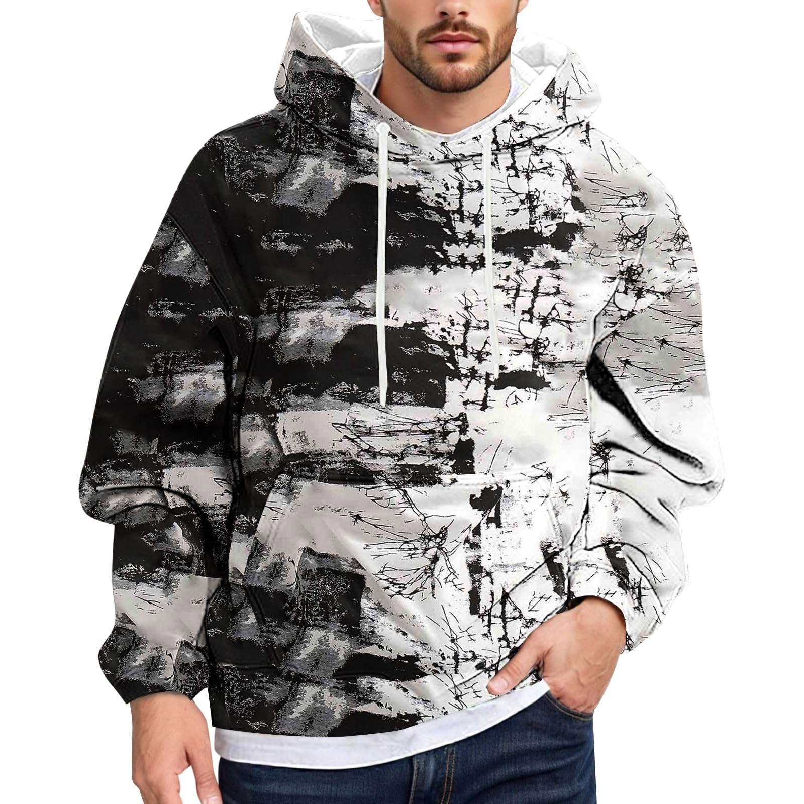 Sweat homme track top à capuche pull militaire vintage hiver sous-pull - 6