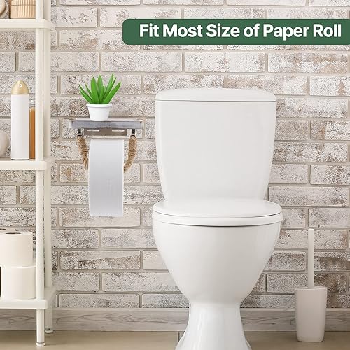 Miniatura 8 de Soporte de papel higiénico de granja, cuerda de playa, decoración de baño, toallero costero náutico de madera blanca rústica, soporte único para