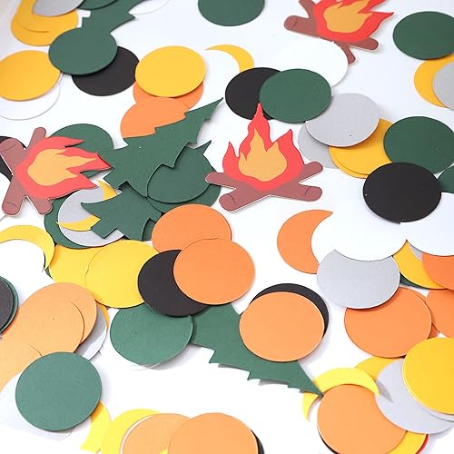 210 piezas de confeti Little Explorer – Fiesta de camping, la primera hoguera de cumpleaños, aventura, decoración de mesa de postre de campista