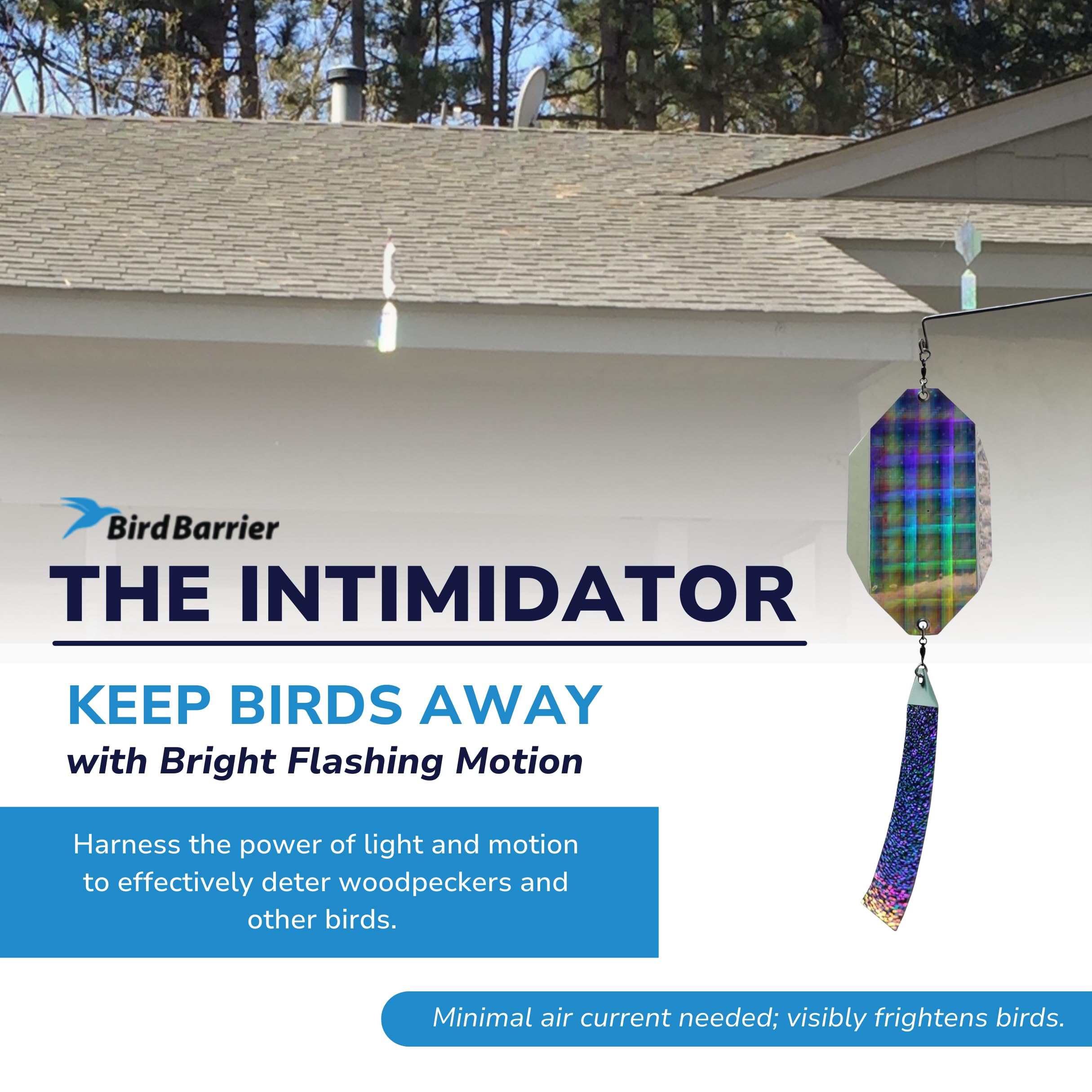 Bird Barrier The Intimidator – Professionelle Vogelabschreckung mit winddrehenden Schreckstäben – bewegungsaktivierte Specht-Abschreckung mit reflektierenden Scheiben – Abschreckgerät hält Vögel davon