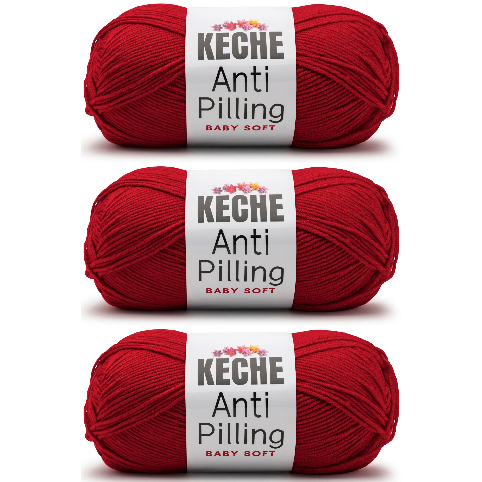 Soft DailyKnit DK Yarn, 100% Anti-Pilling Acrylic for Knitting Crocheting, Light Weight #3 (3.52 oz / 274 Yds) 1 Skein - Red — view 84
