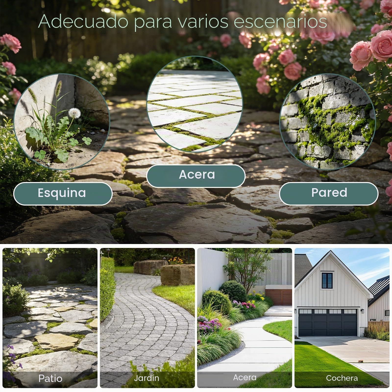 Cepillo de deshierbe 2 en 1 con mango telescópico (160 cm), raspador para juntas de jardín con cuchilla raspador y cepillo de malezas, para limpieza juntas pavimentadas, bordes y eliminación de